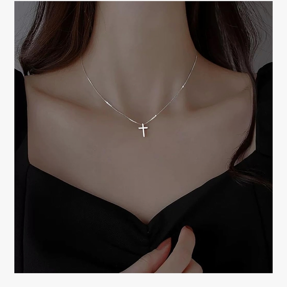 Elegant Silver Cross Necklace - Picture 2 of 6